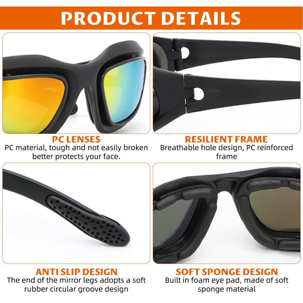 PROBEROS Polarized Motorcycle Riding Goggles for Men and Women with UV400 Protection | Magnetic Interchangeable Lenses and Shatter Resistant Design