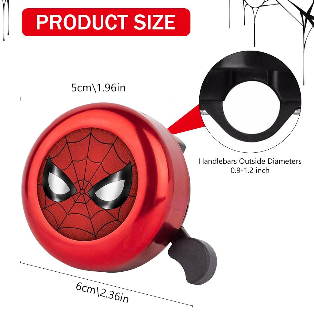 Proberos® Kids Bicycle Bell, Red Super Hero Cartoon Bicycle Bell, Lightweight Steel Bicycle Bell, Durable Bell for Cycle, High Decibel Bicycle Bell Warning Bell Universal for 22mm Tube