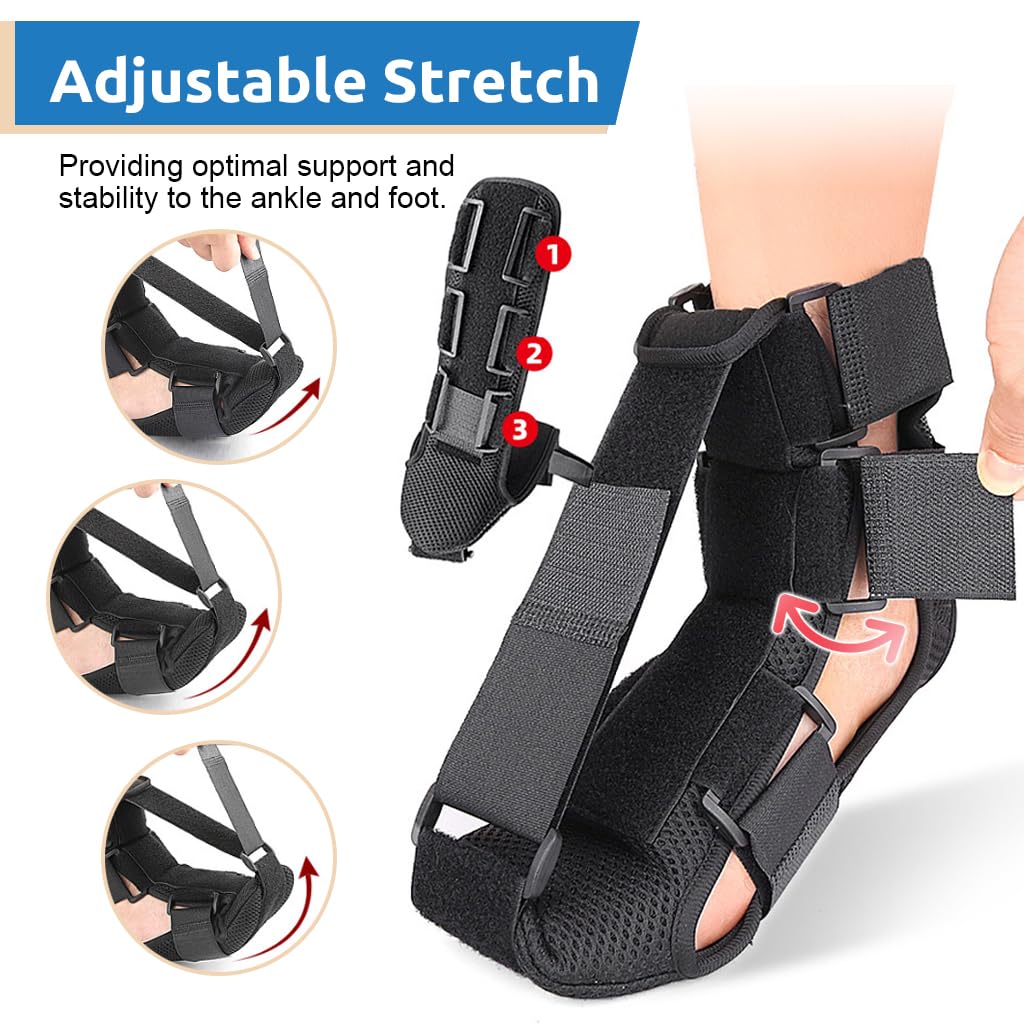 HANNEA Plantar Fasciitis Night Splint Sock for Foot Drop and Achilles Tendonitis | Unisex Adjustable Brace for Heel Spur Pain Relief