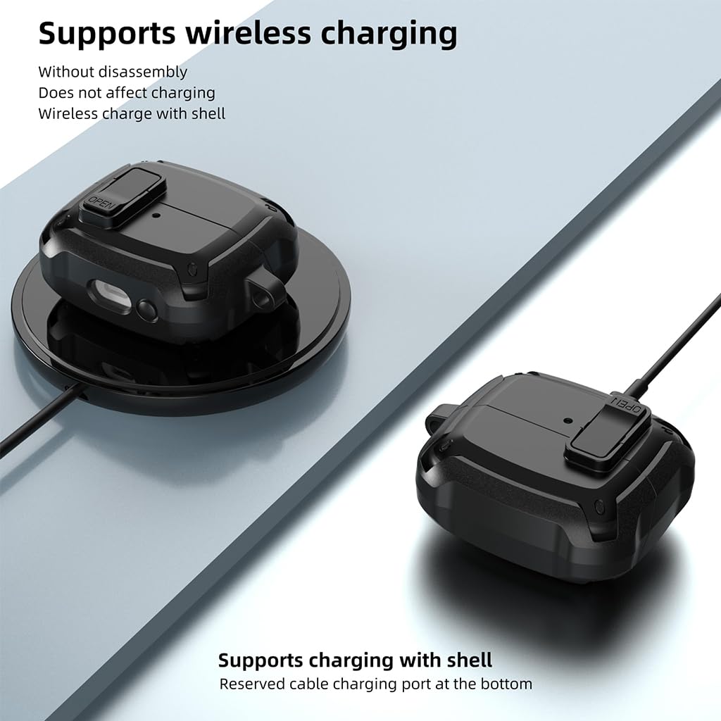 ZORBES Earbud Charging Case Cover for Galaxy Buds 3 Pro featuring Safety Lock and PC Shell | Wireless Charging and Carabiner