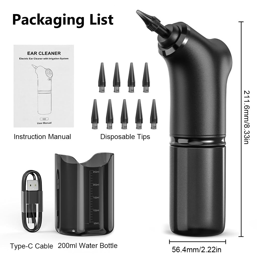 HANNEA Electric Ear Wax Removal Machine with 200ml Water Tank and 4 Modes | Safe for Adults & Kids