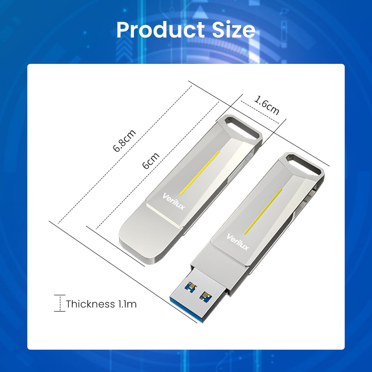 Verilux® USB Flash Drive 128GB USB 3.2 Flash Drive High Speed Reading & Writing Pendrive Universal USB Mini External Flash Drive for Laptop Portable Flash Drive for Travel