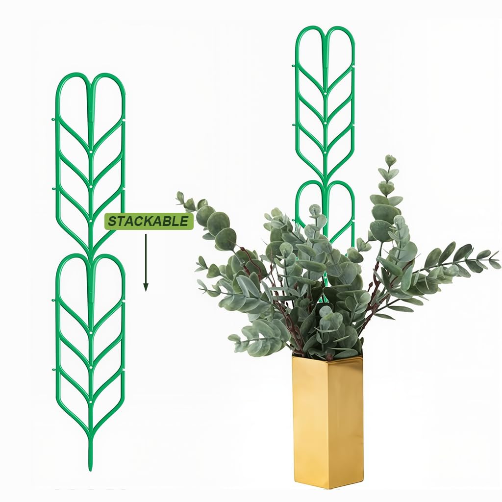 HASTHIP Plant Trellis for Climbing Plants with Connectable Design 6Pcs 10x35cm | Leaf Pattern Support