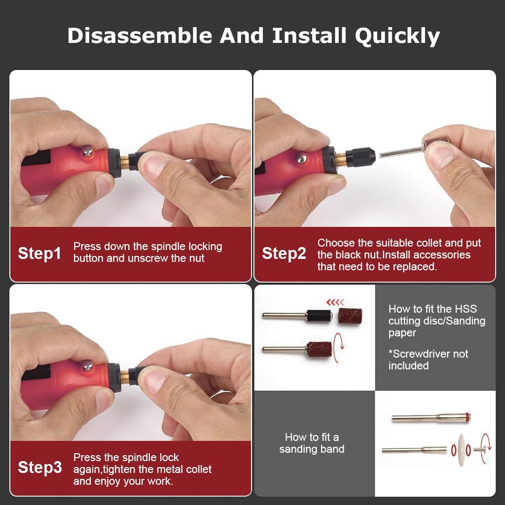 Serplex® Mini Drill Machine, Cordless Rotary Tool Kit, DIY Drilling Electric Tool Polishing Machine, Mini Drill Engraving Machine, 3.7V Grinder with 5 Variable Speed for Polishing Cleaning Engraving