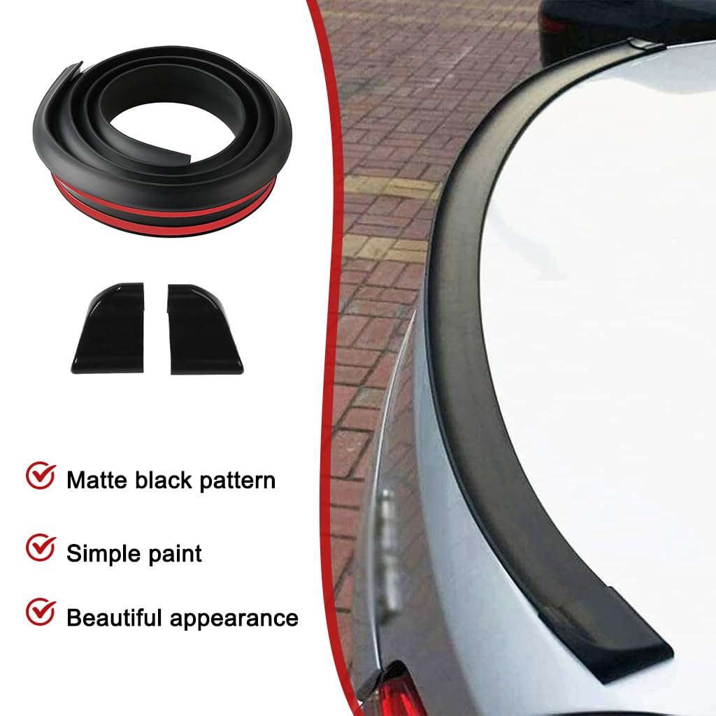 STHIRA Car Spoiler Lip for Sedan and Hatchback with 1.5 m Rubber Strip | Matte Black Aerodynamic Trunk Protector