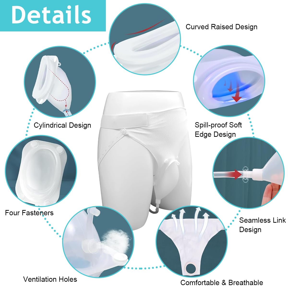 HANNEA Urinal for Men with Leakproof Backflow Prevention and Reusable Silicone Comfort | Ideal for Travel and Elderly Use