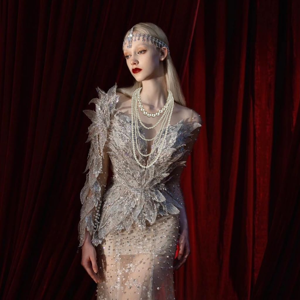 SANNIDHI Pearl Necklace for Elegant Occasions featuring Five Layered Design in White | Comfortable Jewelry Gift for Women and Girls