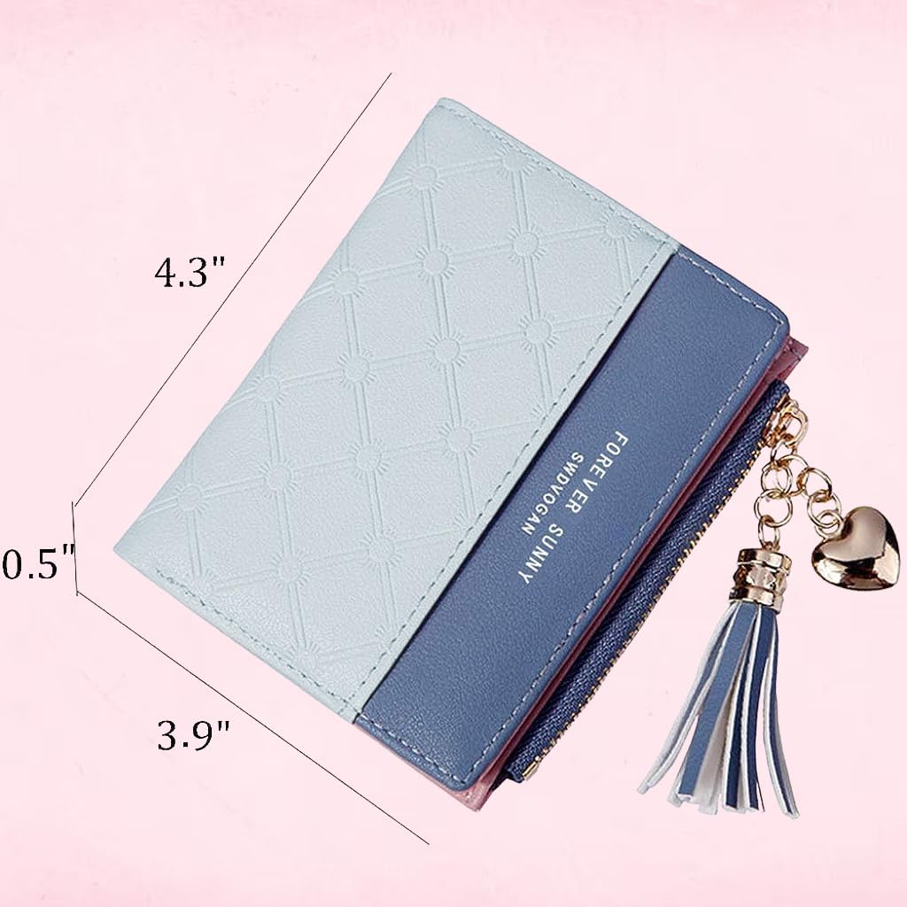 Zibuyu Wallet for Women featuring Bifold Design with Zipper Pocket and 3.9 x 4.3 in Size | Grey PU Leather Purse
