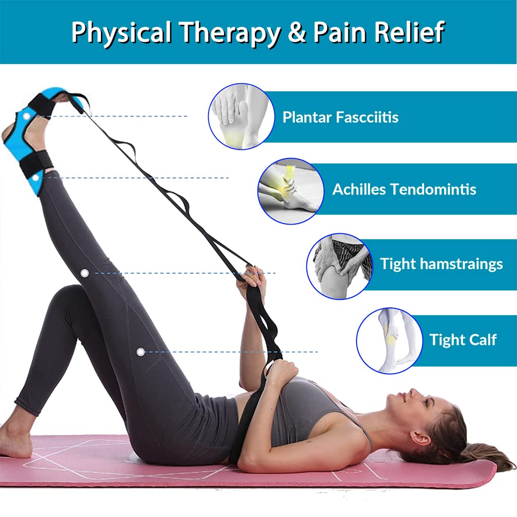 Proberos Yoga Belt for Stretching and Rehabilitation featuring 5 Loops Design | Blue Strap