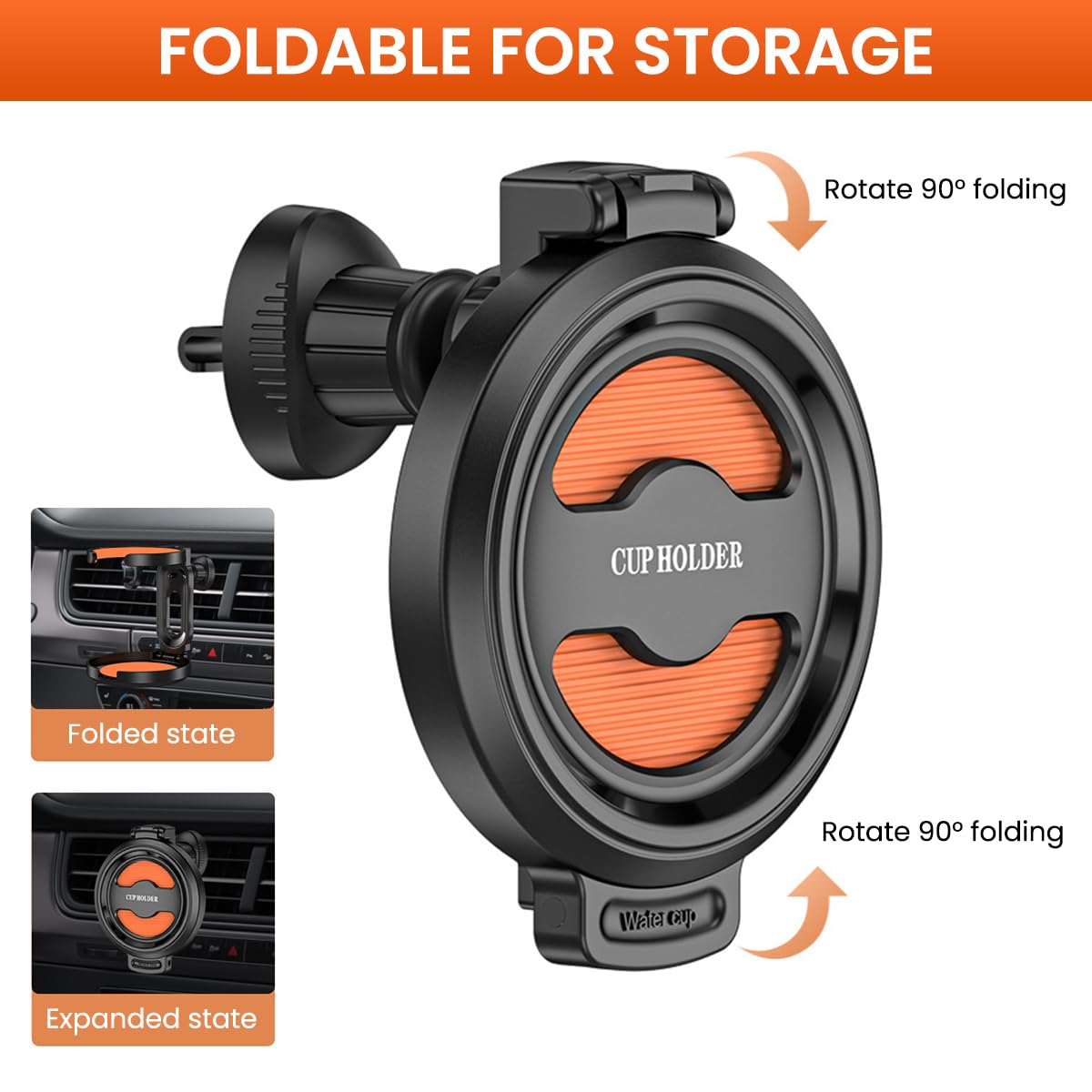 STHIRA Car Cup Holder for Air Vent with Folding Detachable Design and Anti Skid EVA Liner | 2 Pcs ABS Bottle Holder