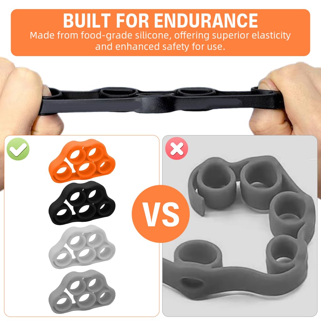 Proberos Grip Strengthener 4 Pack for Hand Rehabilitation with 5 Hole Design | Silicone Finger Grippers