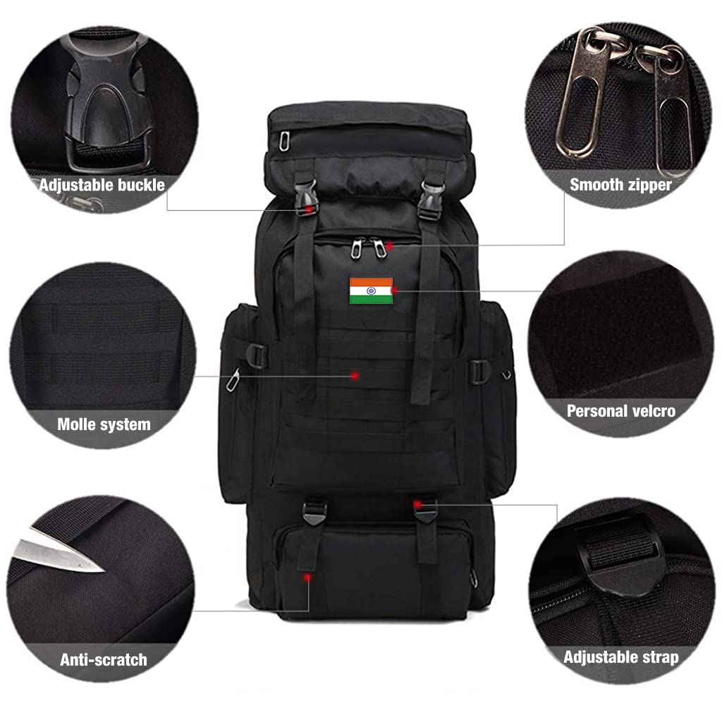 GUSTAVE Rucksack Bag for Outdoor Trekking and Camping featuring Ergonomic Design | 80L Waterproof Nylon Backpack