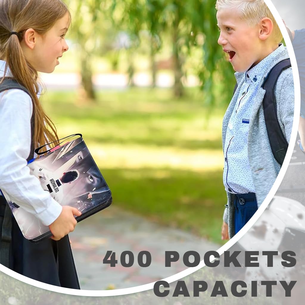 PATPAT Soccer Card Binder for Collectible Cards featuring 400 Pockets with Zipper Closure | Waterproof PU Cover Organizer