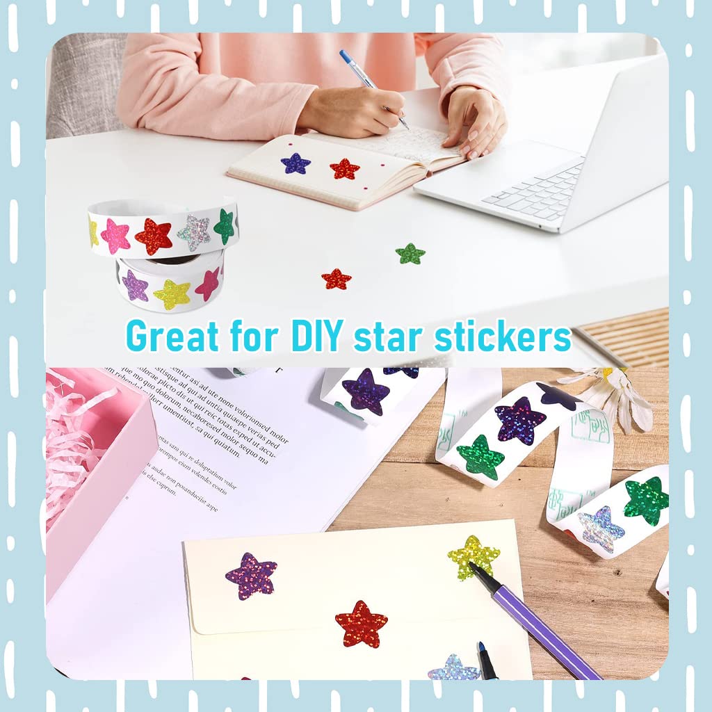 HASTHIP® 500Pcs Glitter Star Stickers, 1 inch/2.54cm Self Adhesive Small Star Stickers for Reward Charts, Incentive Stickers Sparkly Star Stickers for Kids Teachers School Office (8 Colors)