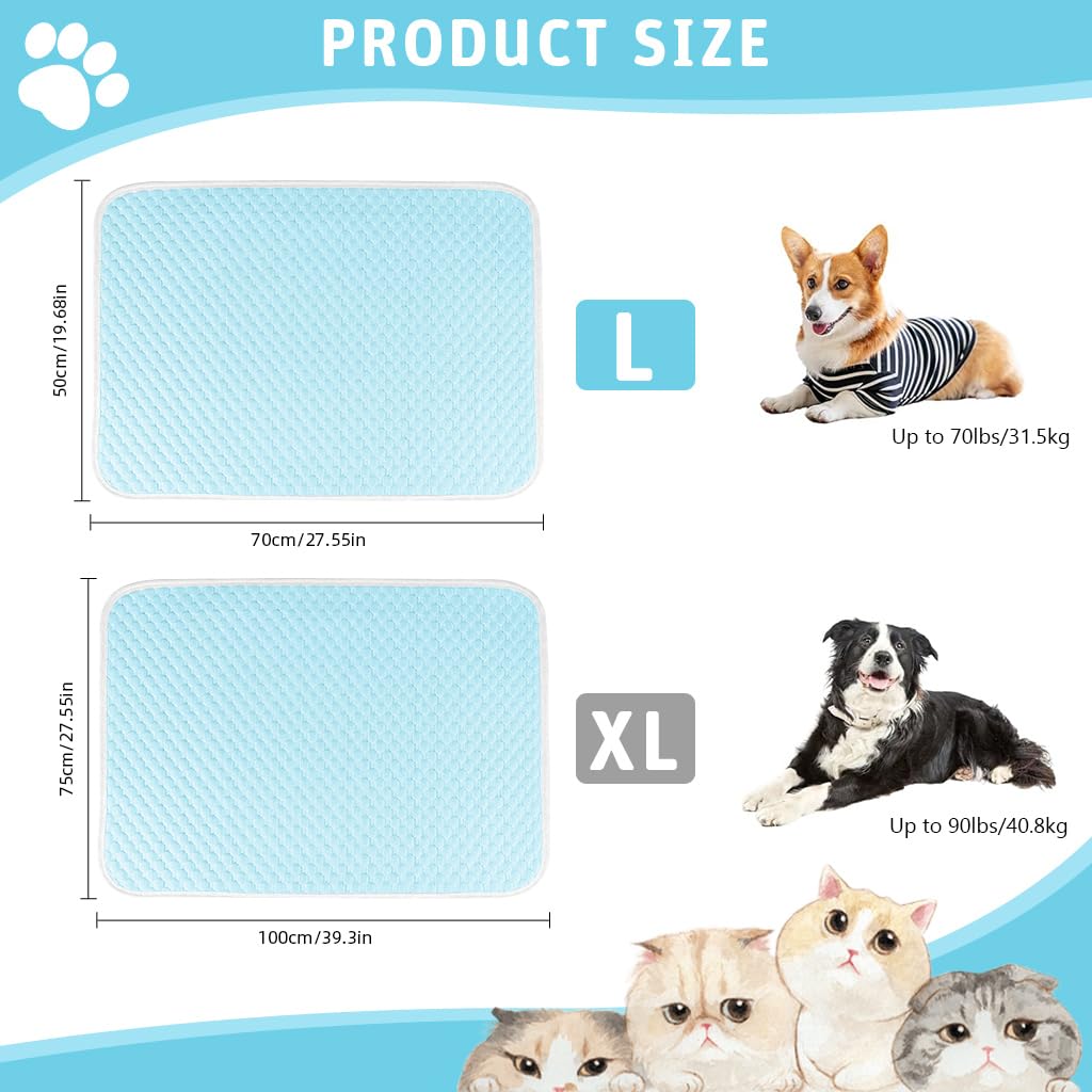 Qpets Dog Cooling Mat for Summer Heat Relief with 3D Honeycomb Texture 70x50 cm Blue | Easy Clean Design