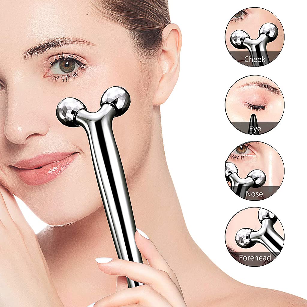 MAYCREATE Face Roller for Glowing Skin featuring 4D Four Wheel Design and Ergonomic Handle