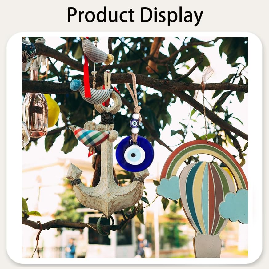 ZIBUYU Evil Eye Car Hanging Ornament for Cars Homes and Offices with Blue Beads | Protective Charm and Decorative Accessory