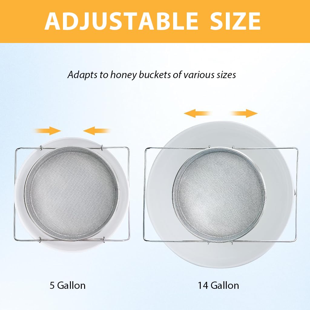 HASTHIP Honey Strainer for Beekeeping and Kitchen Use featuring 40 and 60 Mesh Double Sieve 304 Stainless Steel