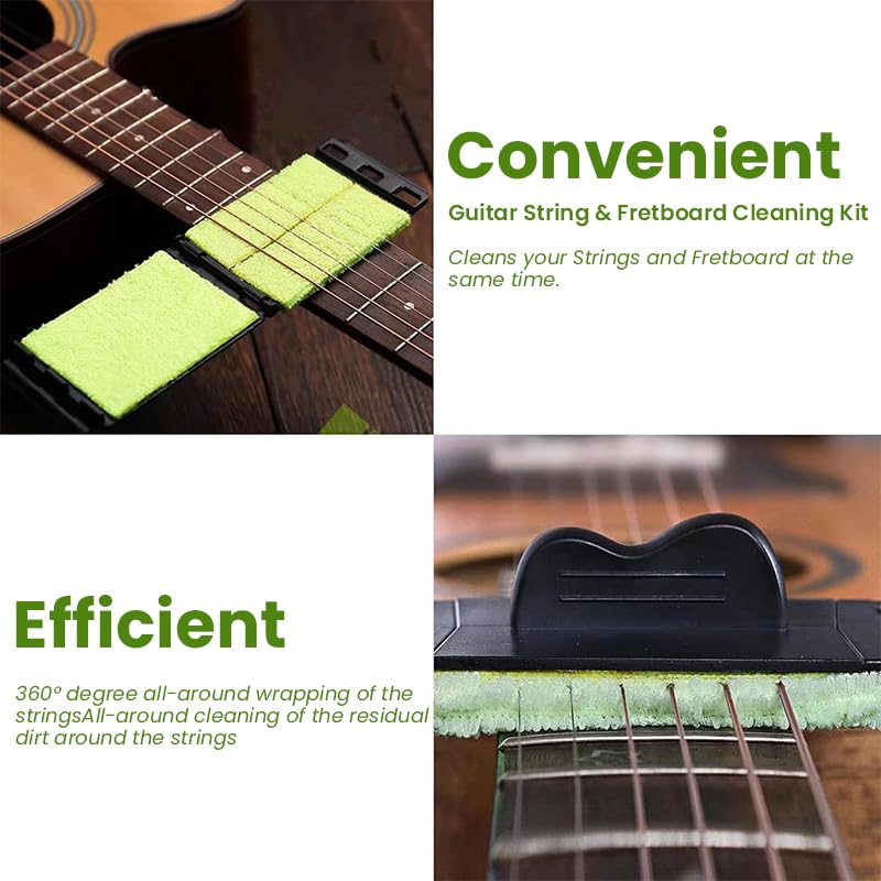 HASTHIP Guitar String Cleaner Pad for Acoustic and Electric Guitars with Double-Sided Pad & Ergonomic Grip Handle | Reusable 1 Pc Maintenance Tool