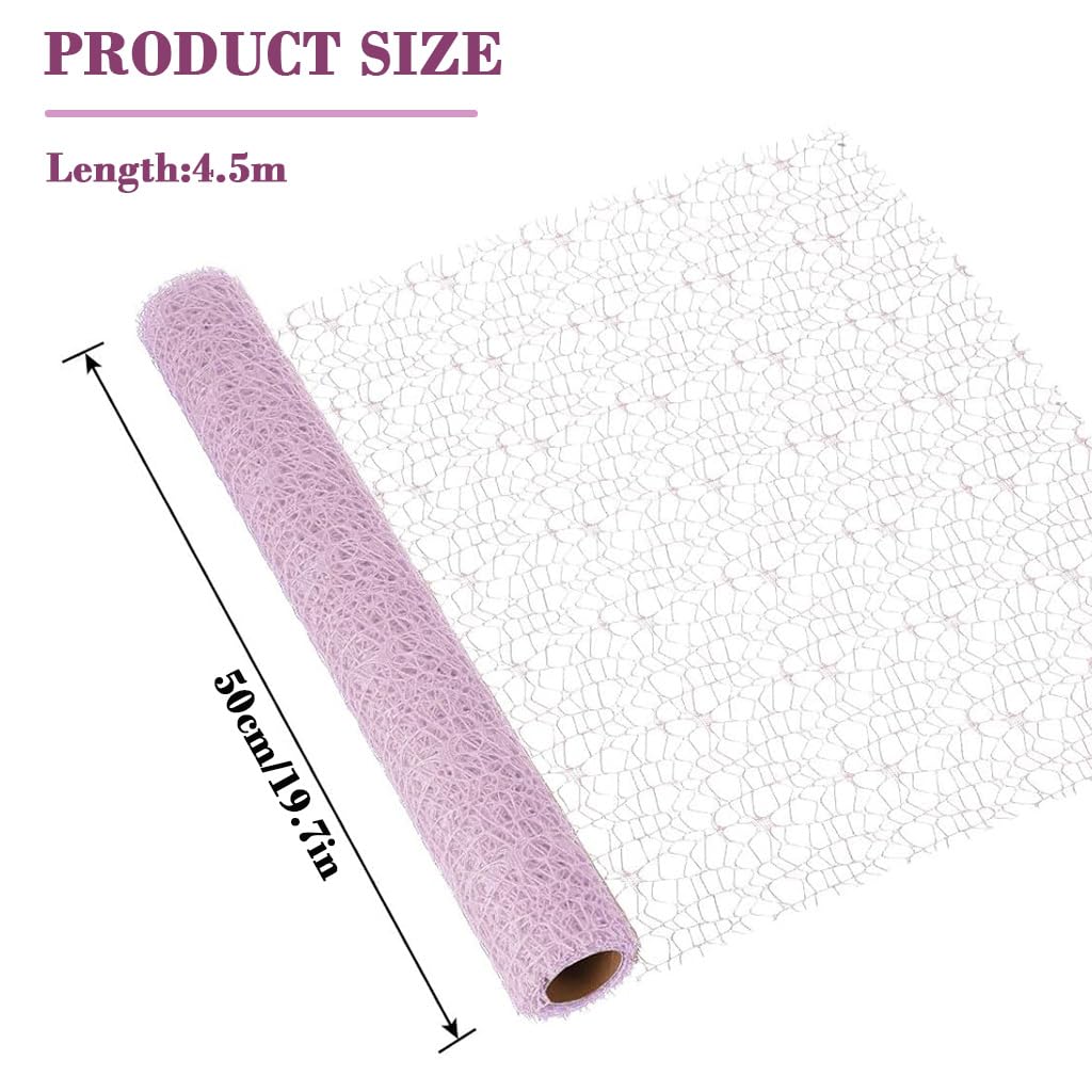 HASTHIP Jacquard Mesh Wrapping Paper for Gifts featuring Cutout Floral Design 50cm x4.5m | Purple