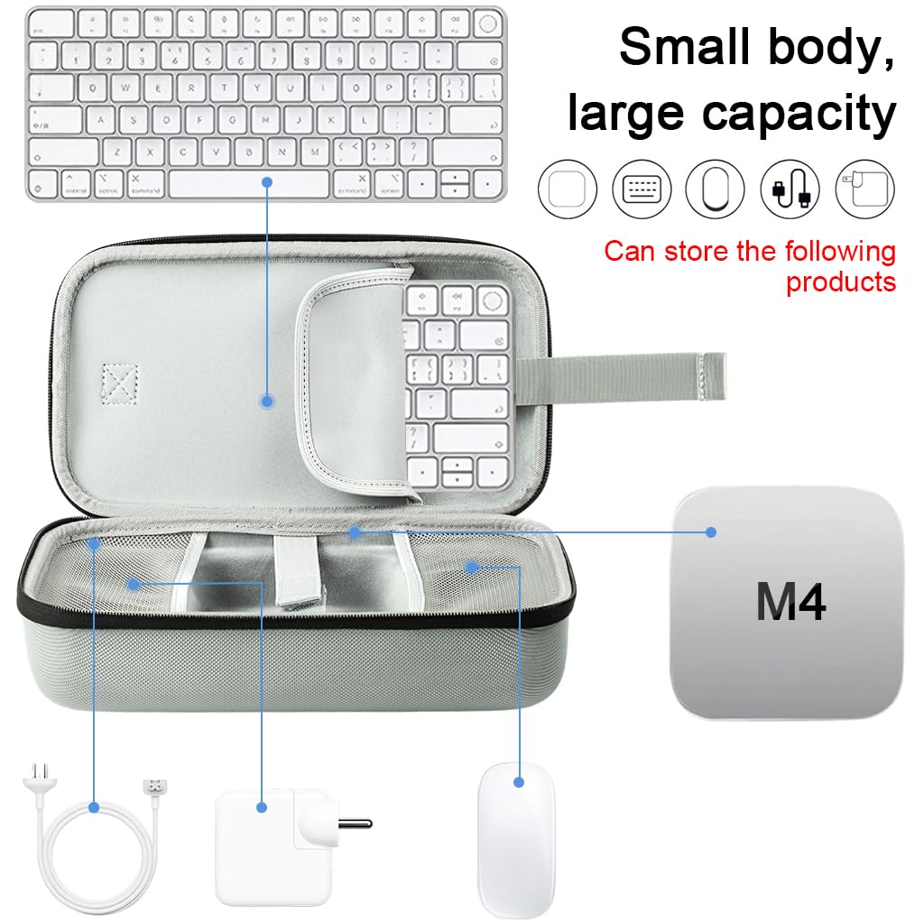 ZORBES Carry Case for Mac mini M4 with Dual Zipper and 28x13cm Plush Pouch | EVA Hard Shell Travel Bag