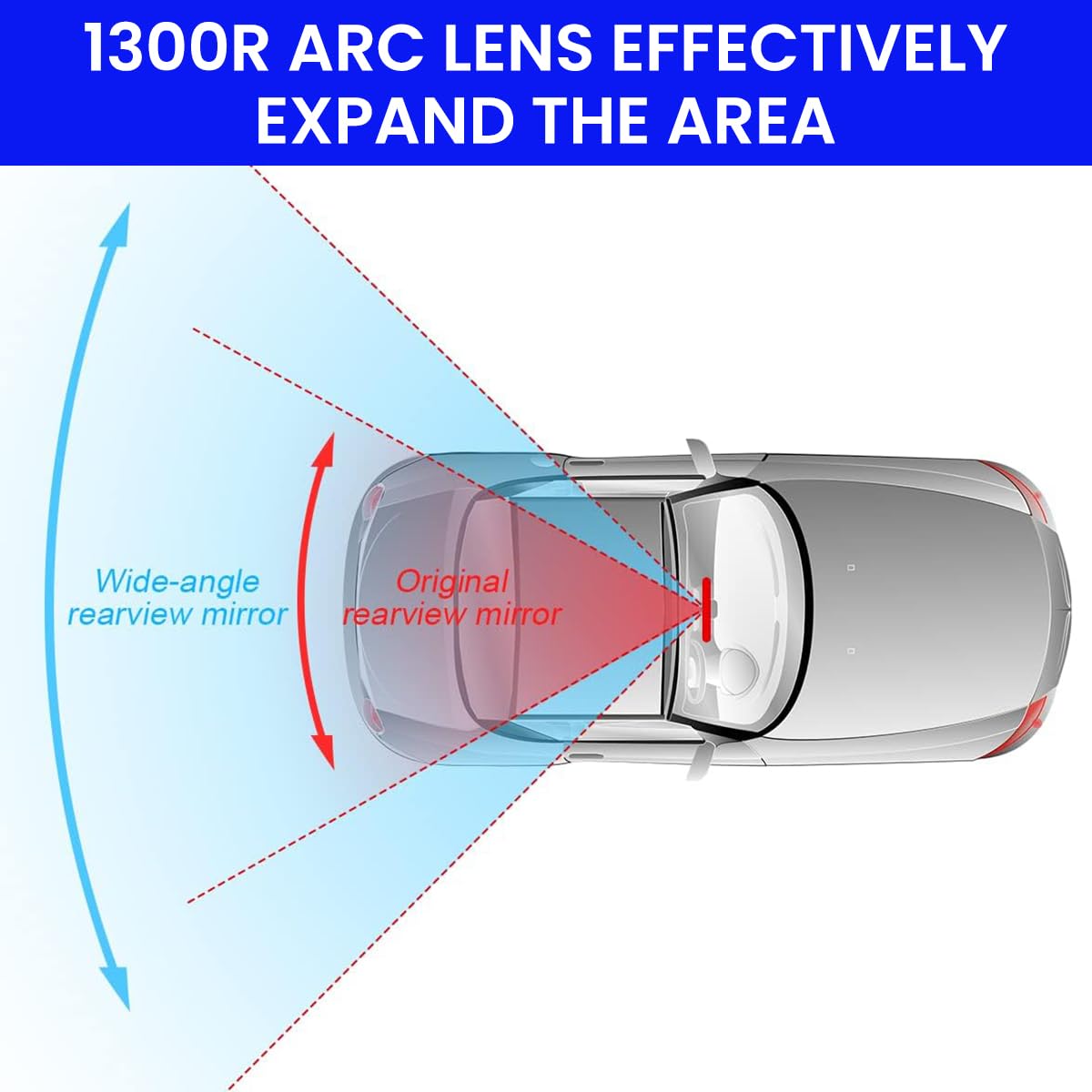 STHIRA Car Rear View Mirror for Safer Driving with HD Wide Angle View 29.9x3.2x9cm | Adjustable Clip-on Design