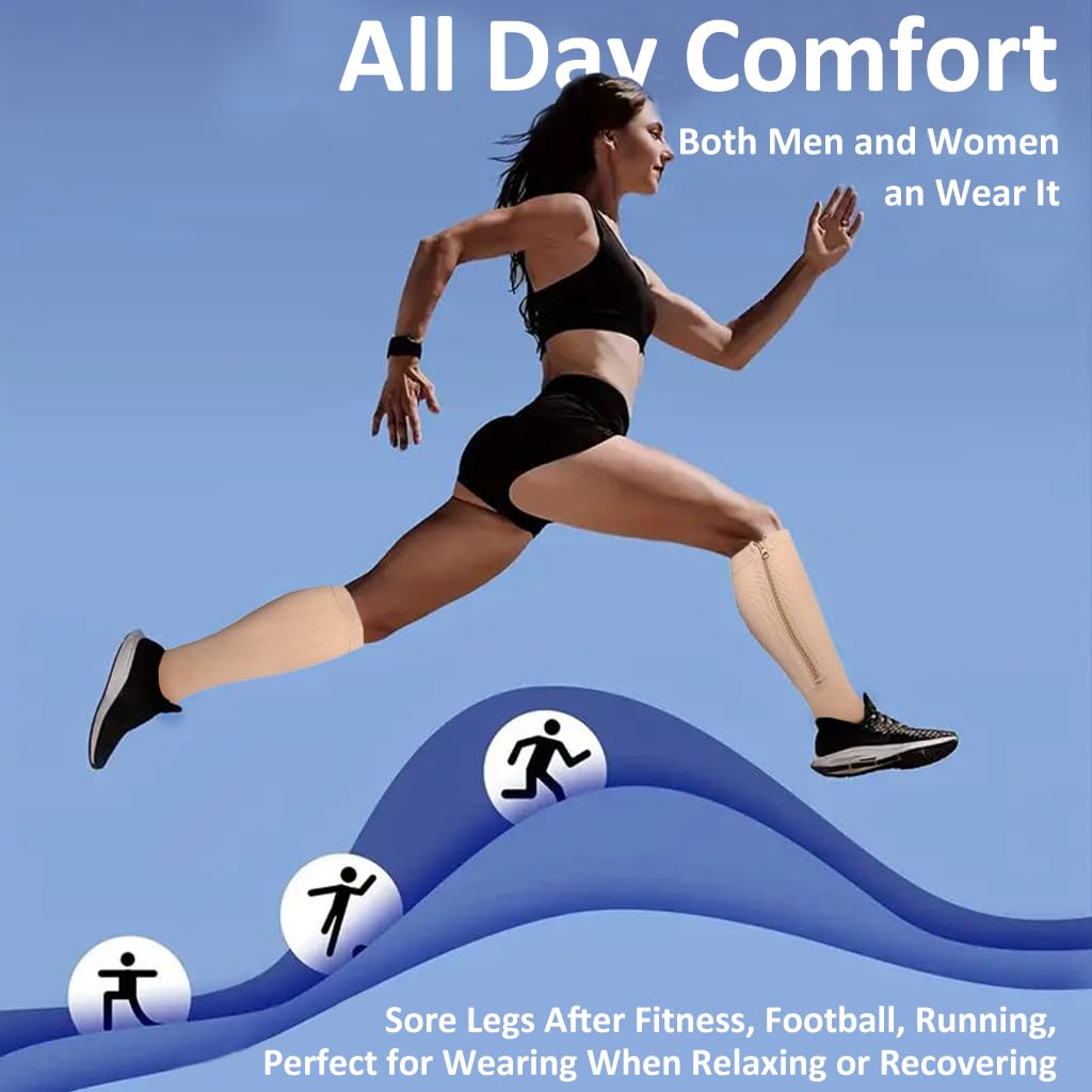 HANNEA Compression Socks for Leg Circulation with 15-20mmHg Support and Zip-Up Open Toe Design