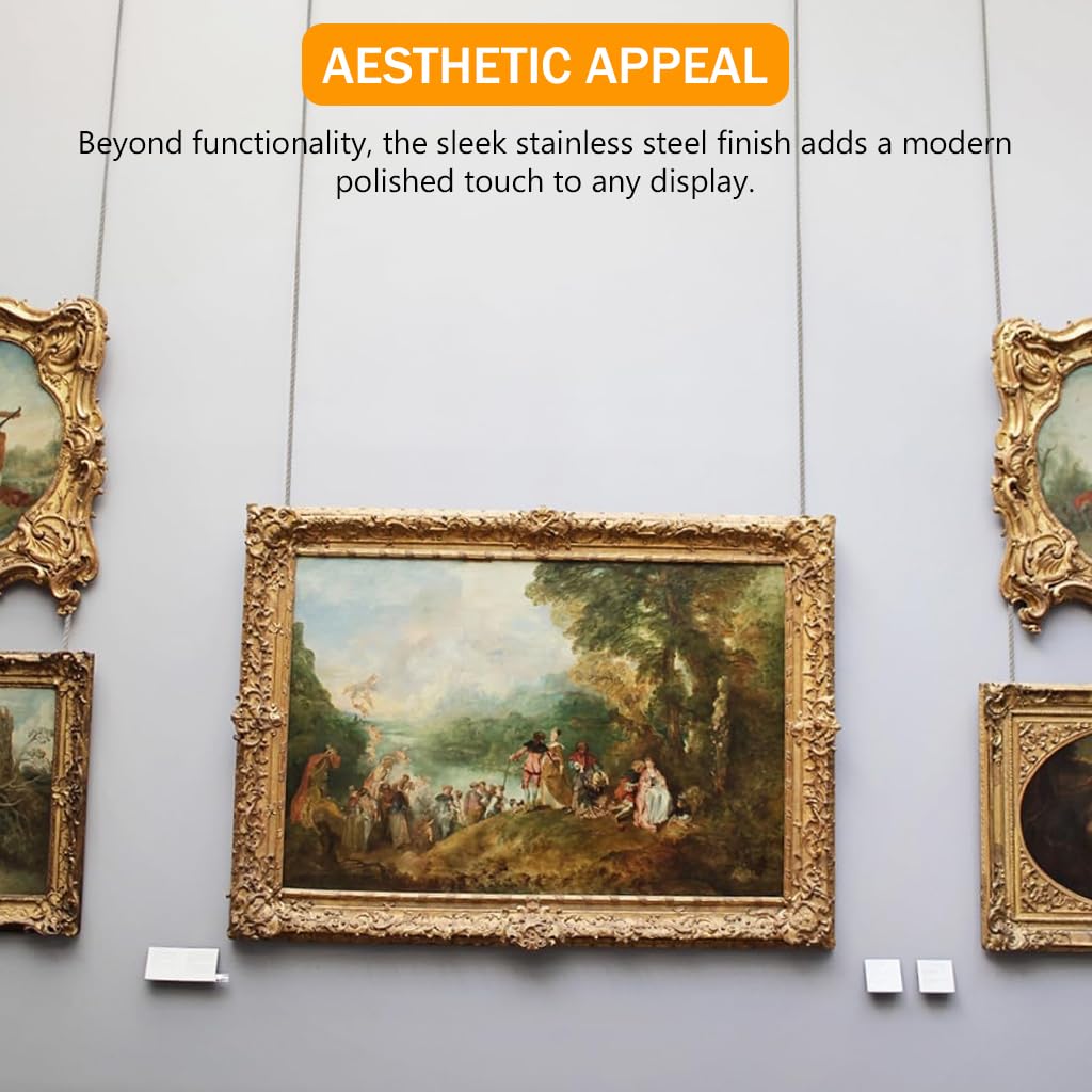 HASTHIP Picture Hanging Kit for Picture Rails featuring 59 in Adjustable Wire Hooks | Silver