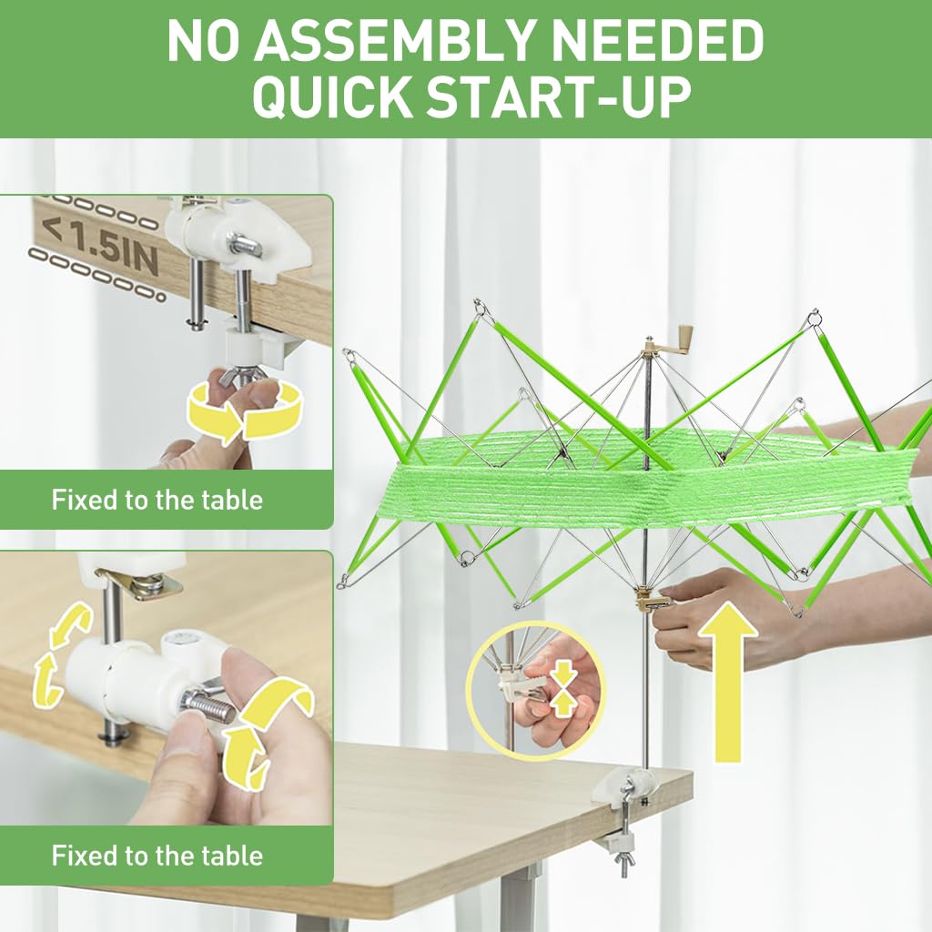 HASTHIP Yarn Swift for Knitting and Crocheting with Umbrella Design | Metal Desk Clamp