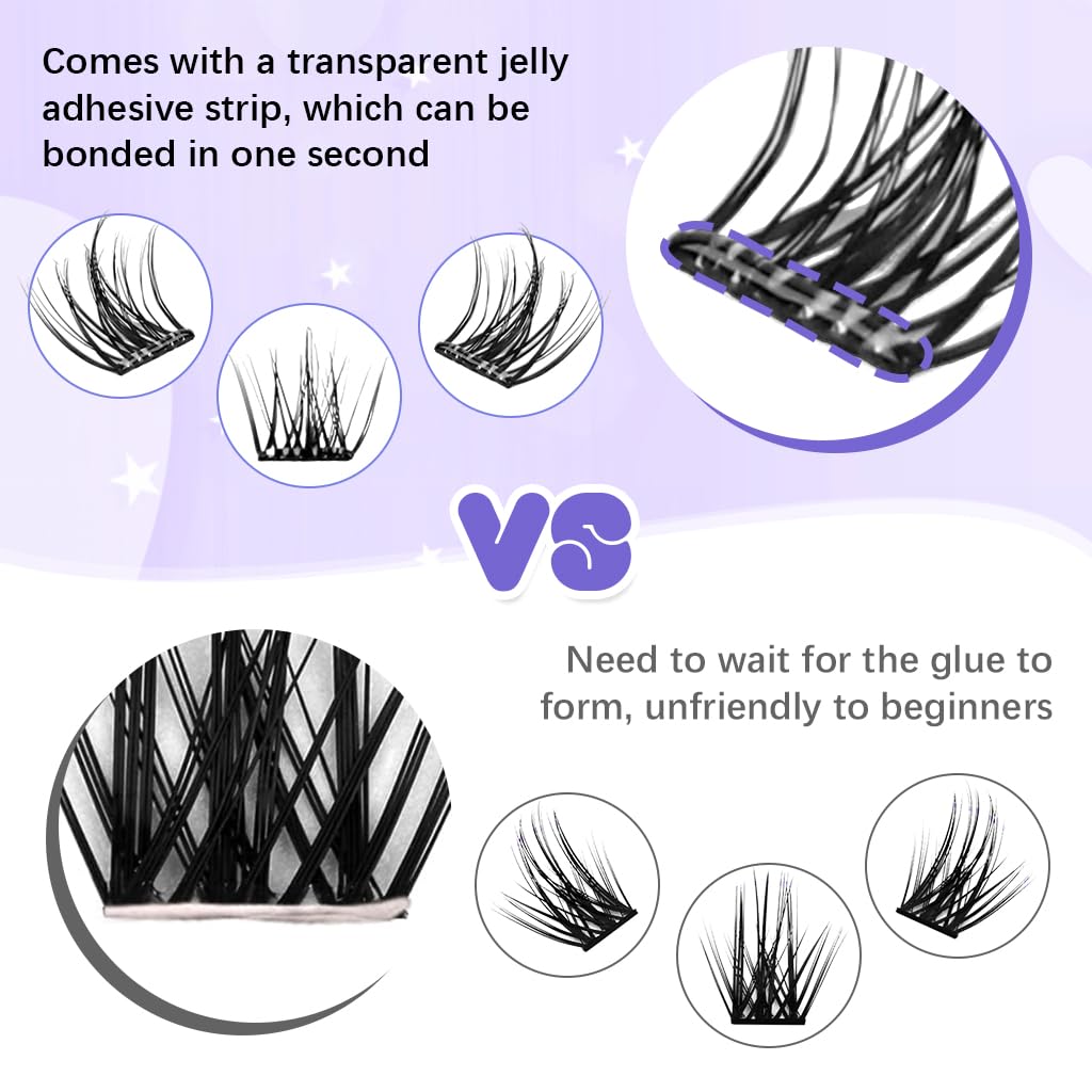 MAYCREATE Eyelash Clusters for Quick DIY Lash Extension featuring Pre-Glued Strips 30PCS