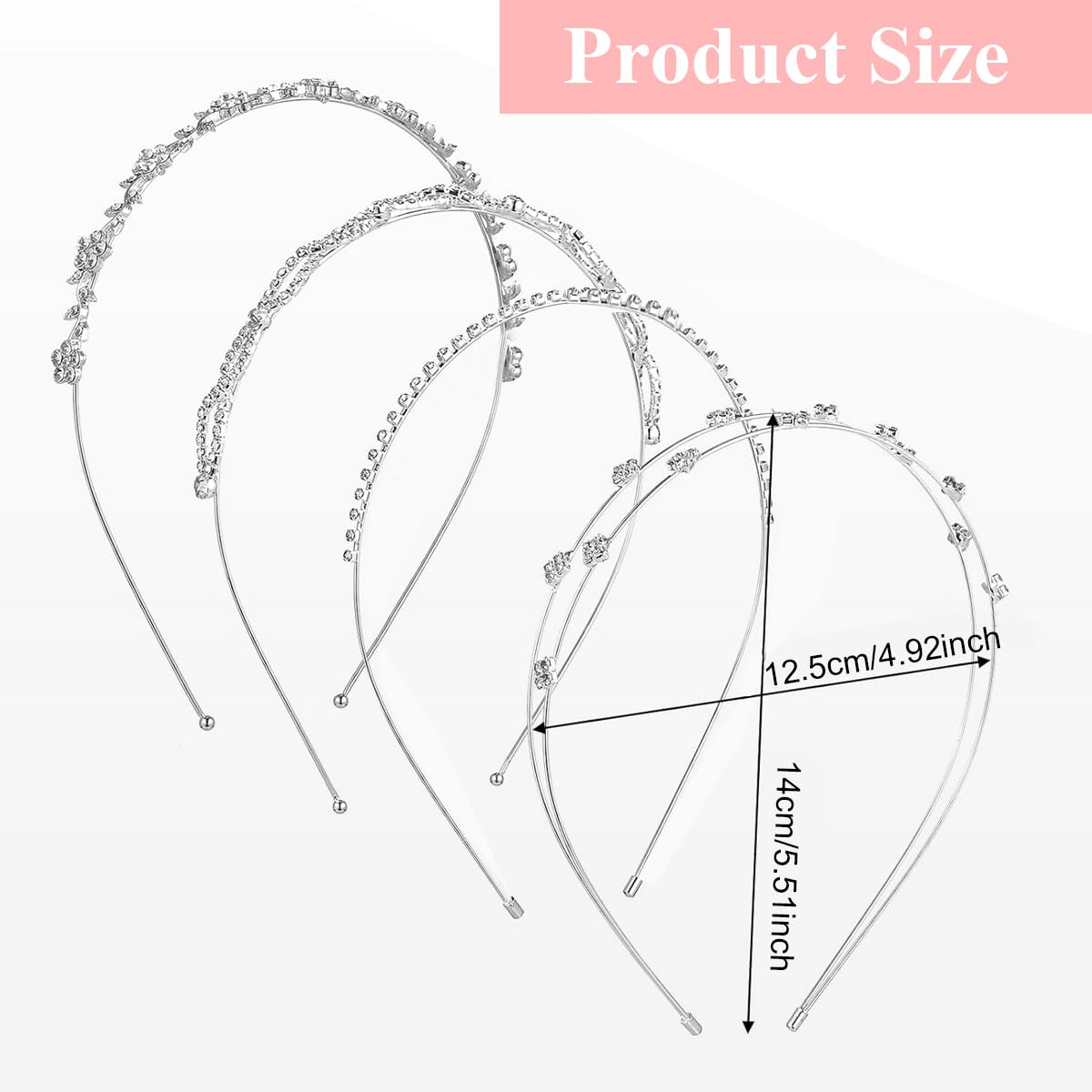 SANNIDHI Hair Bands for Women with Rhinestone Wire Design for Weddings & Parties | 4Pcs Set