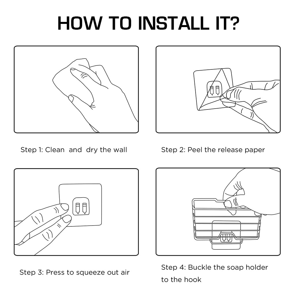 ZIBUYU Soap Holder for Bathroom with Self Draining Tray 14×9×2.3cm Stainless Steel | No Drill Wall Mount