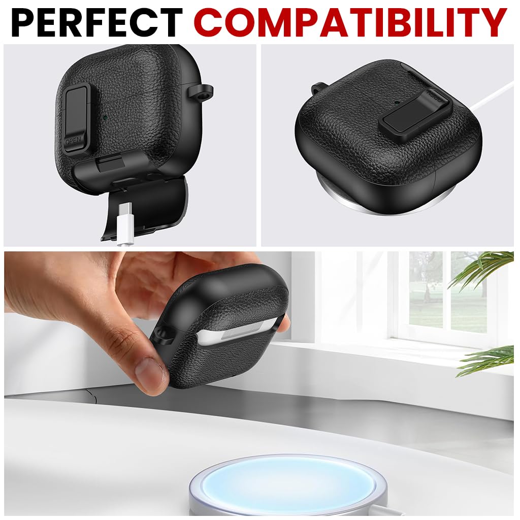 ZORBES Galaxy Buds 3 and 3 Pro Case Cover with Lock and Flip‑Up Lid | Textured Anti‑Scratch Rubber Protection
