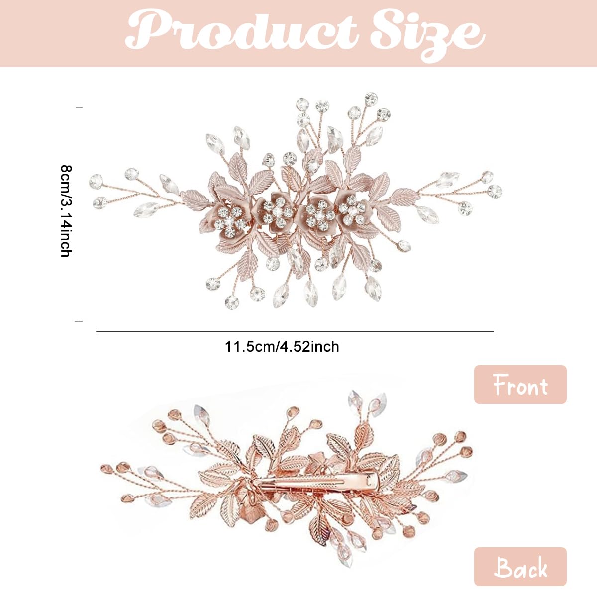 PALAY Flower Hair Clips for Women featuring Rhinestones and Metal Floral Design | Elegant Bridal & Party Hair Accessory