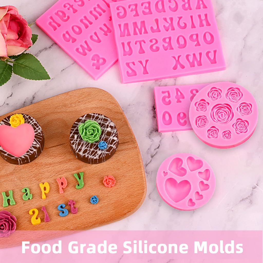 Supvox Silicone Molds Set for Baking and Resin Art with 5 Pieces | Food Grade Pink Design