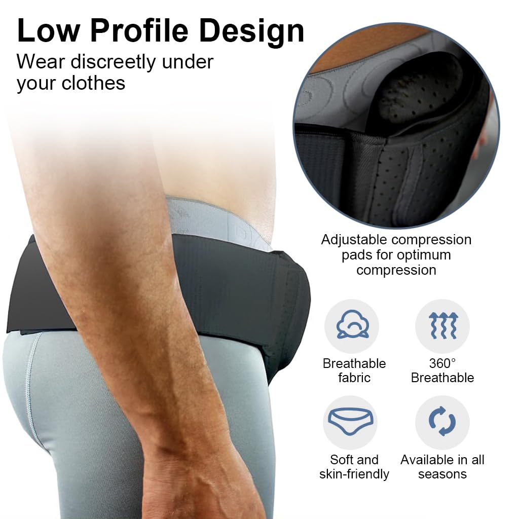 HANNEA Inguinal Hernia Support Belt for Men and Women with Adjustable Dual Pads | Post Surgery Groin Relief