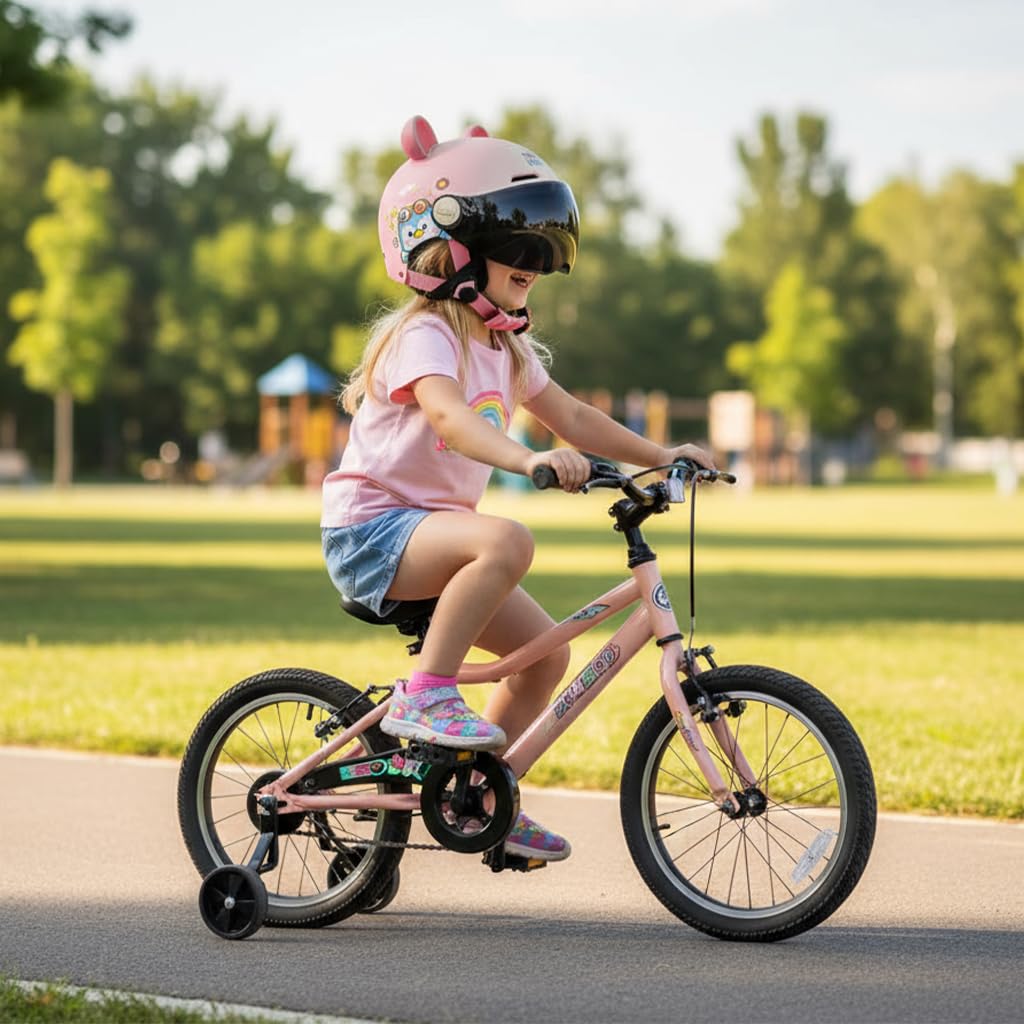 Proberos Kids Bike Helmet for Cycling with UV400 Goggles and EPS Impact System | Pink