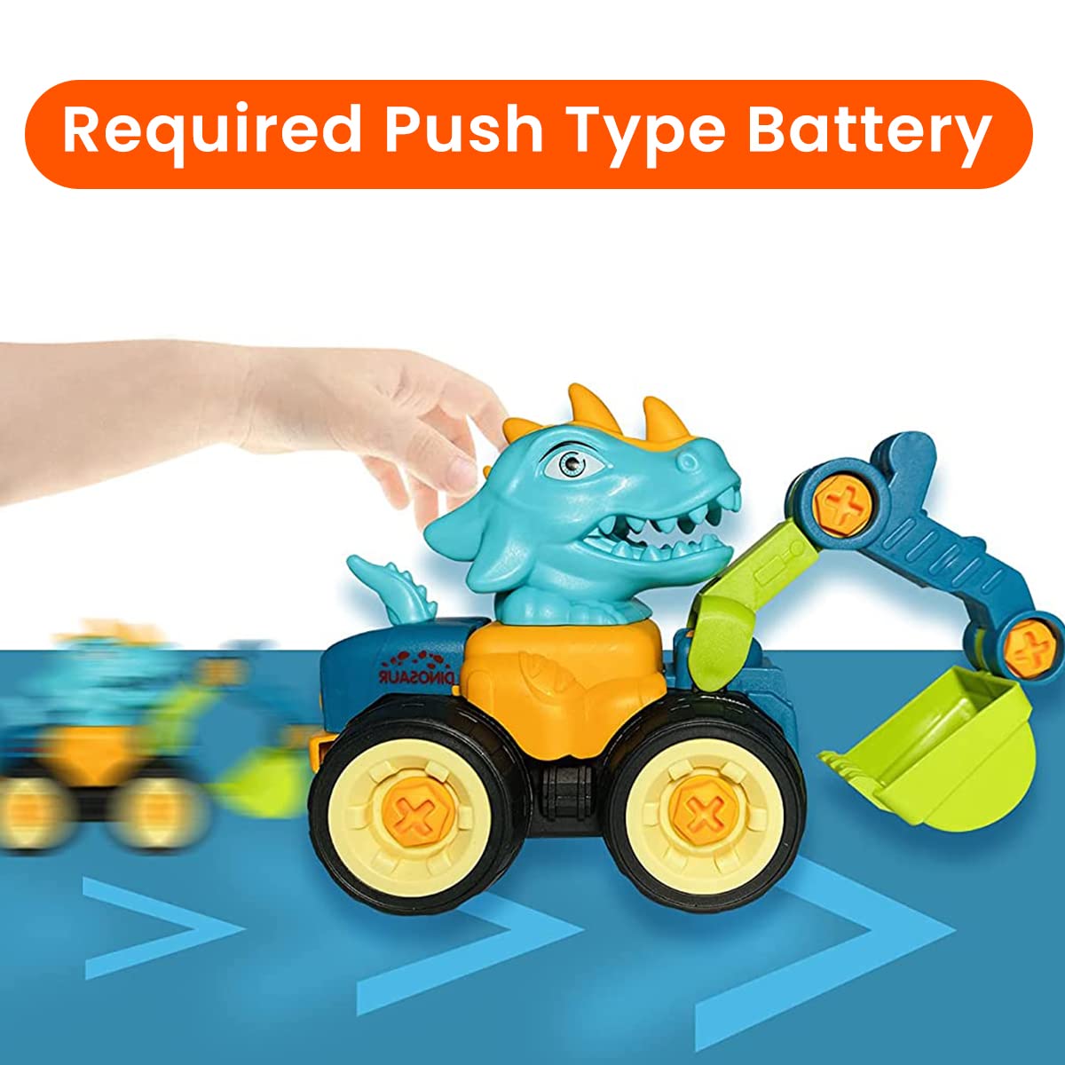 PATPAT® Car Toys for Kids 4 Pcs Dinosaur Cars Assembly Dinosaur Engineering Car Toy with Toy Screwdriver and Wrench Dinosaur Toys for Kids STEM Toy Assembly Building Blocks Gifts for Kids 3-8 Year Old