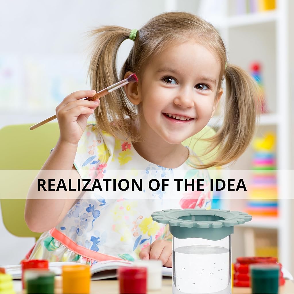 HASTHIP Paint Brush Cleaner Tool with 6 Paint Grids for Artists and Kids | Multifunctional Brush Rinser and Holder