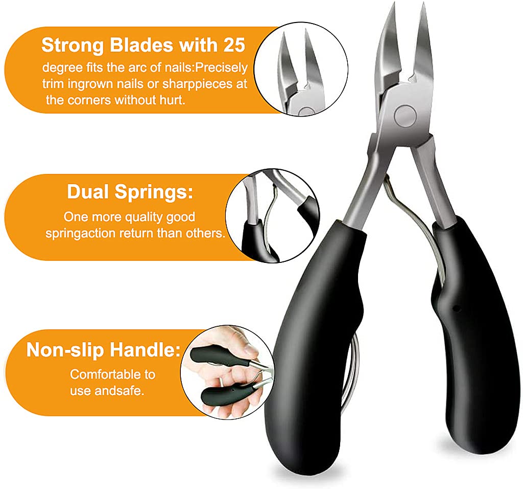 HASTHIP Nail Clippers for Ingrown and Thick Toenails with Lever Action and Stainless Steel | Professional Pedicure Tools Kit
