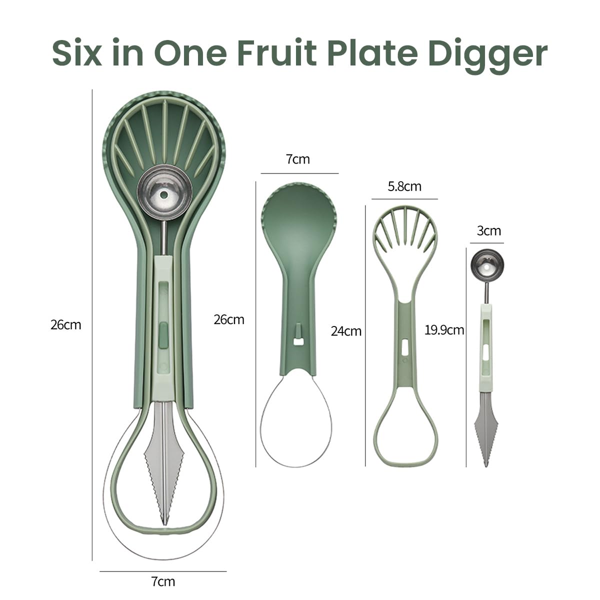 Supvox Melon Baller Scoop Set for Fruit Prep with Dual Head Design and Stainless Steel Tools