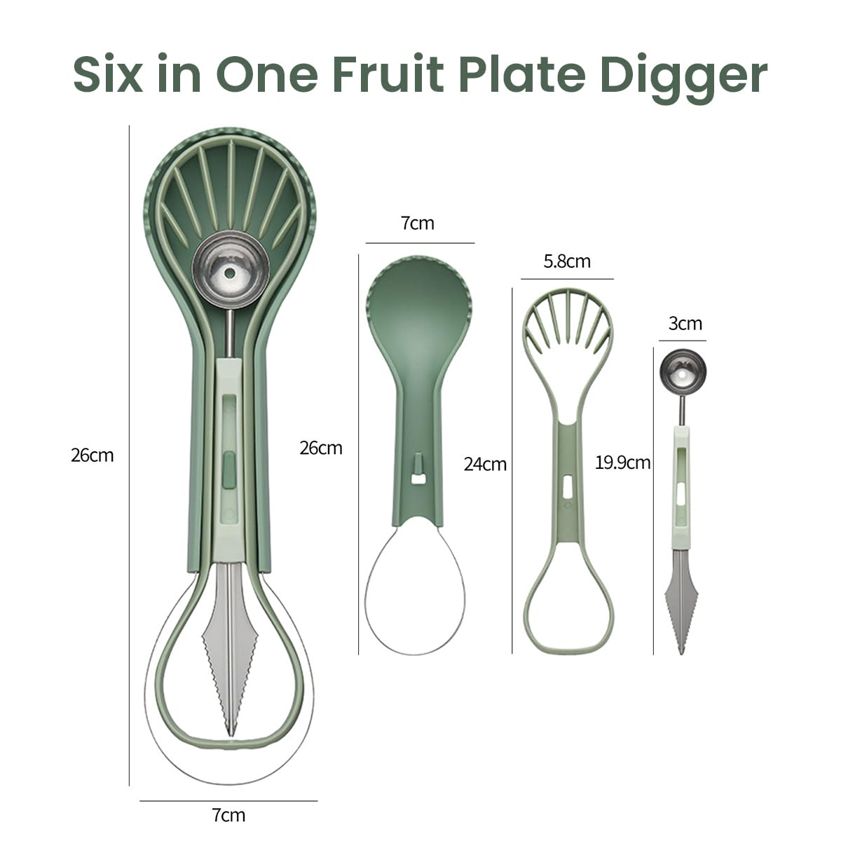 Supvox® 6 in 1 Melon Baller Scoop Set Fruit Scooper Seed Remover Cutter for Dig Pulp, Stainless Steel Fruit Carving Tools Knife Kit Melon Scoop for Watermelon Fruits Meatball