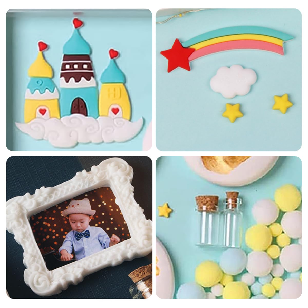 PATPAT Baby Hand and Footprint Clay Kit with 11x12.9 in Frame and Non Toxic White Clay | Ideal Keepsake Gift