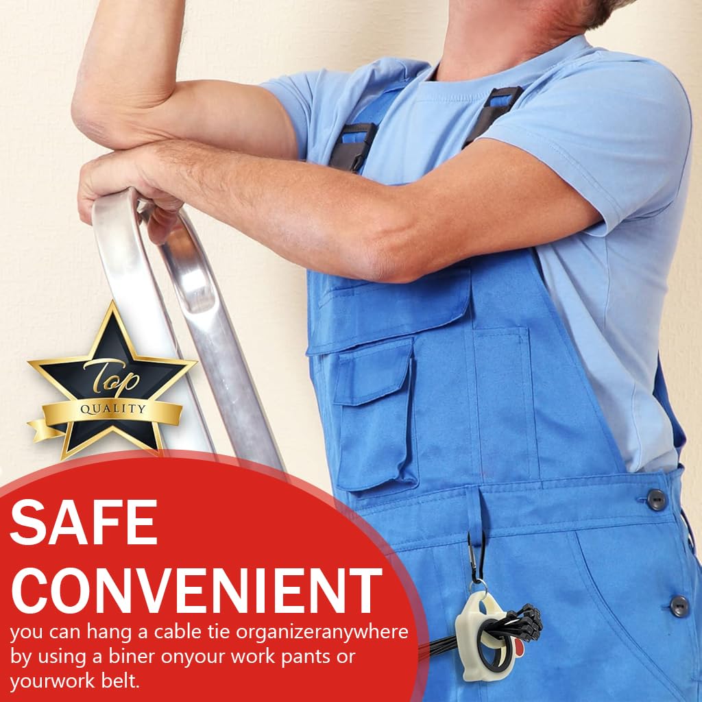 Serplex Zip Ties Organizer with Carabiner for Cable Management featuring Glow in the Dark Clip