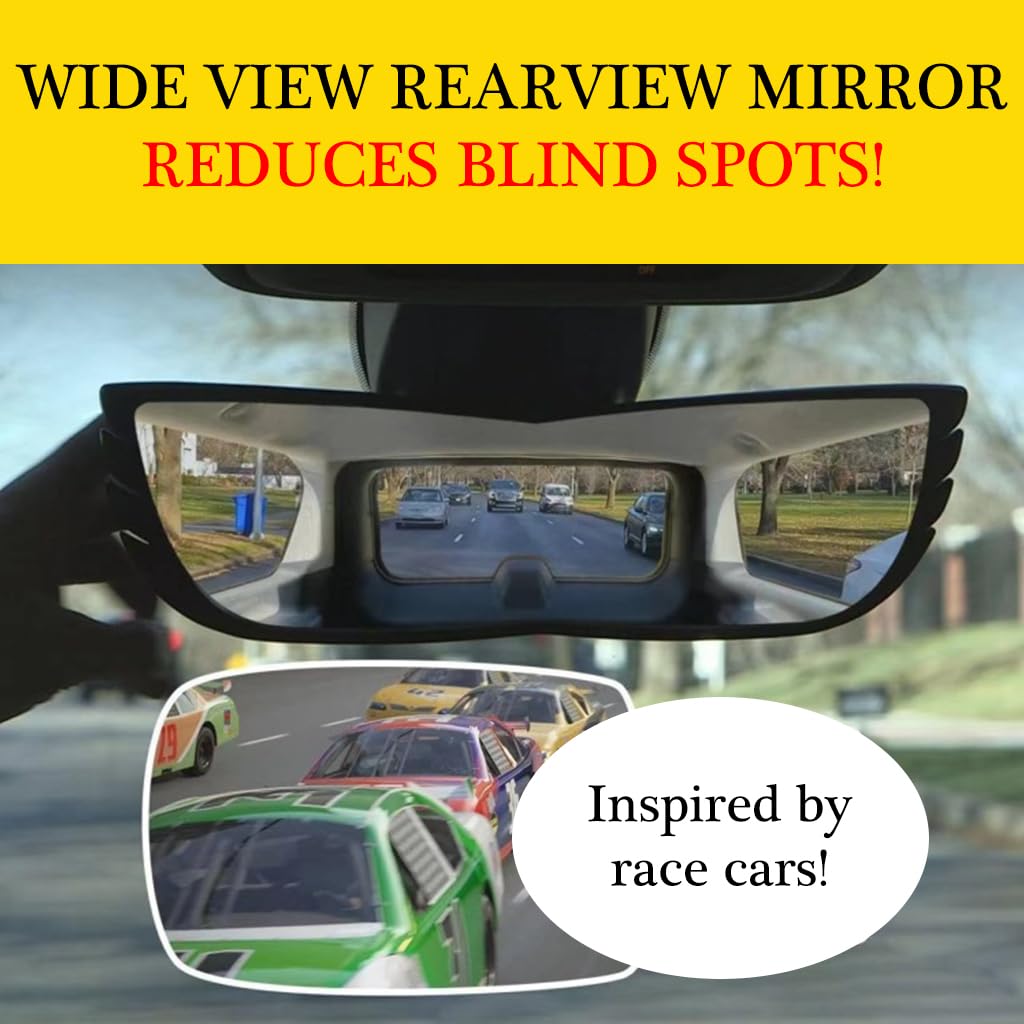 STHIRA Rear View Mirror for Car Interior with 11 in Convex Wide Angle Clip On Design | Shatterproof Glass for Cars SUVs and Trucks
