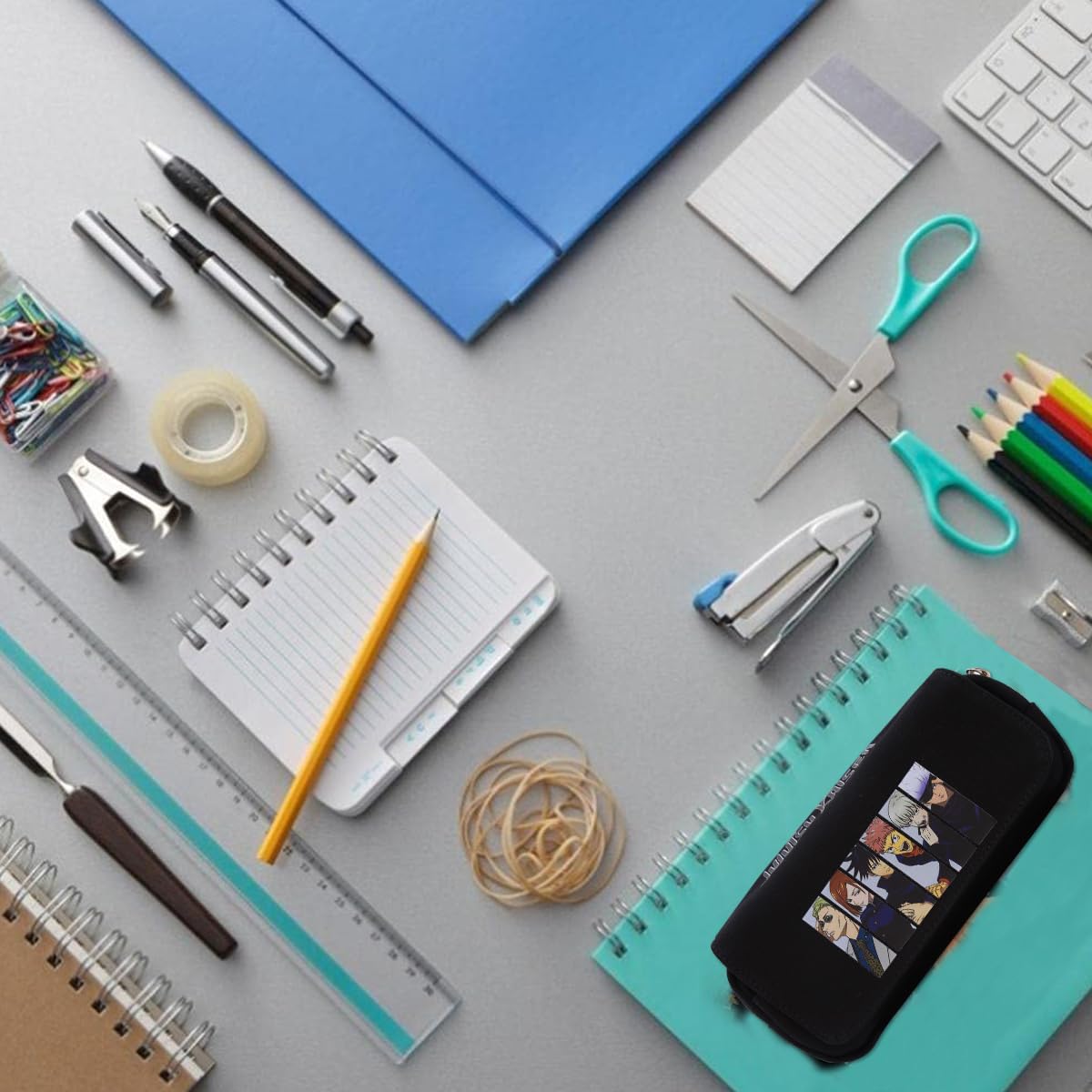 Fancyku Jujutsu Kaisen Pencil Case for Students with Double Layer 20×10×7.5cm Design | Black