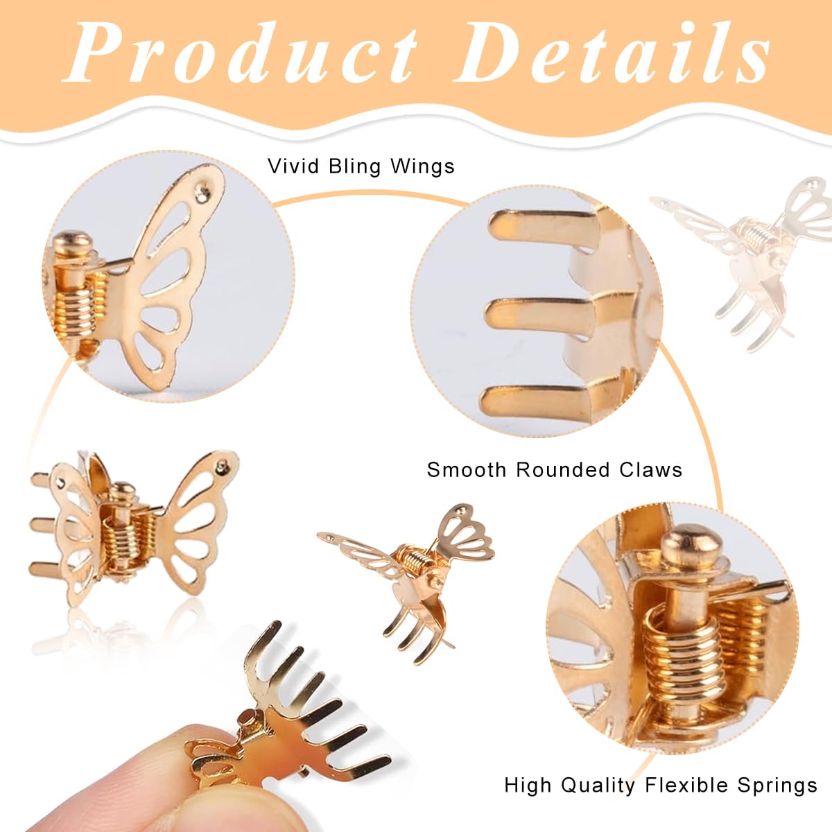 PALAY® 20Pcs Mini Hair Claw Clips Butterfly Hair Clips 1 inches Golden Hollow Out Metal Butterfly Hair Clips Hair Claw Clips Girls Women Hair Accessories