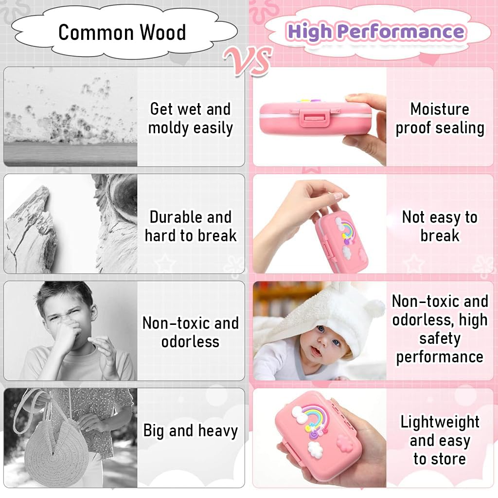 SNOWIE SOFT Baby Teeth Keepsake Box with 20 Storage Holes and Safety Lock | Pink Gift for Kids