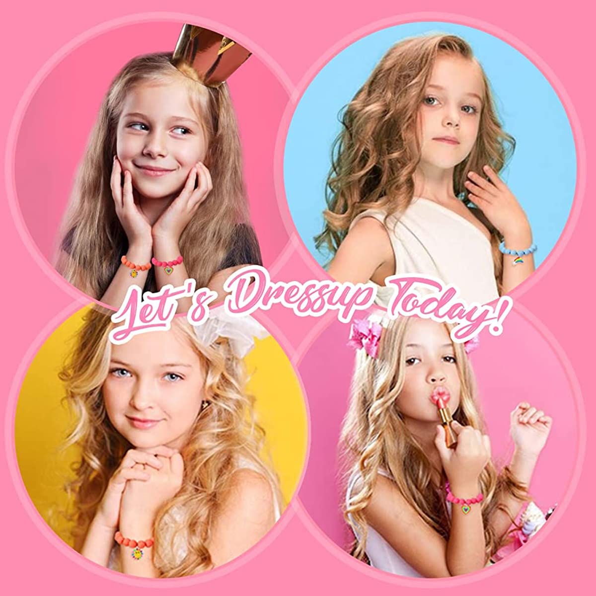 Venzina Unicorn Bracelet Set for Girls featuring 6 Beaded Candy Color Charms | Gift for Kids