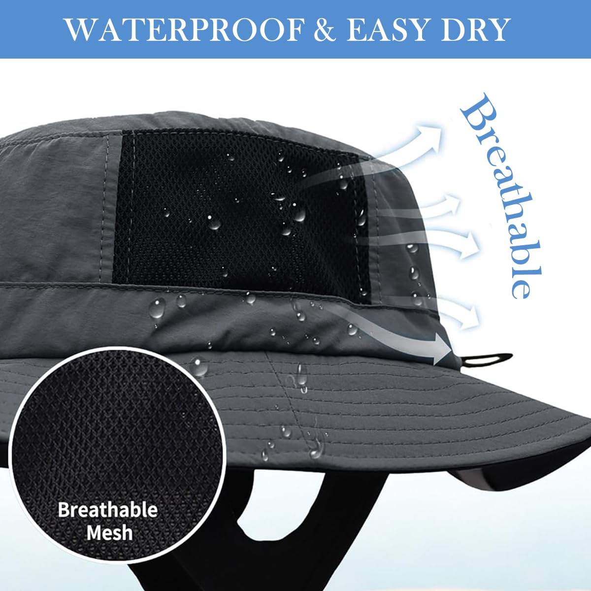 Gustave Sun Hat Bucket for Outdoor Adventures with UPF 50 Protection and Mesh Ventilation | 2 PCS Dark Gray